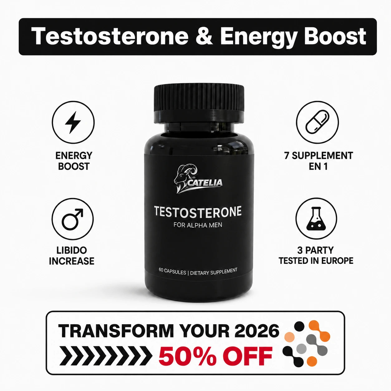 CATELIA Testosterone Booster (60 capsules)